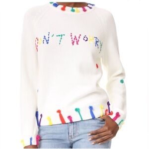 Mira Mikati Don’t Worry Embroidered Merino Wool Sweater Ivory Fits M